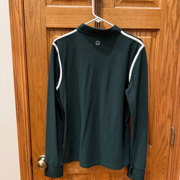Tory Sport Reflective-Stripe Quarter-Zip Pullover Color: Conifer Size: XL - Picture 8 of 8